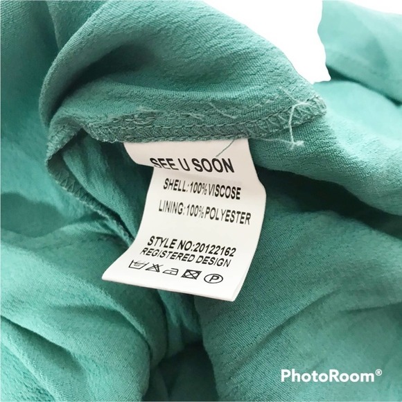 See U Soon Teal BoHo peasant high low cut out midi dress size S NWT - Picture 4 of 5